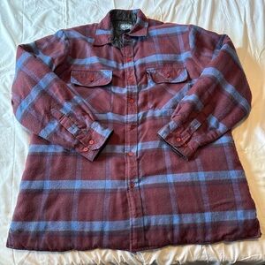 Alpine Trail Shacket Maroon and Navy Checkered Shirt Jacket